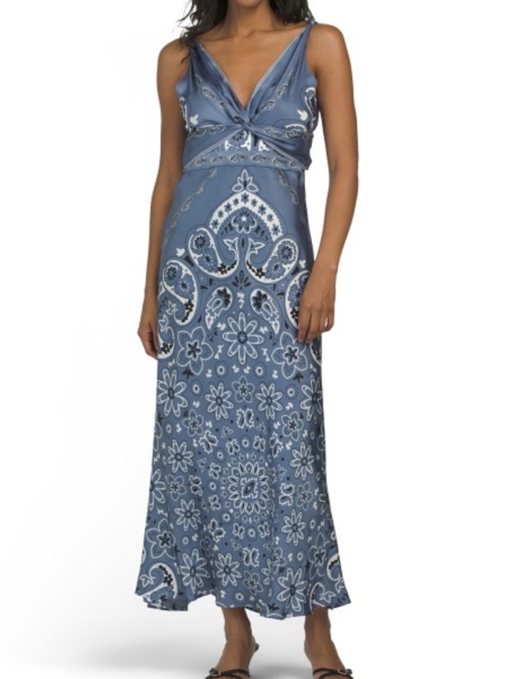 Caroline Constas Blue Paisley-Print Midi Dress